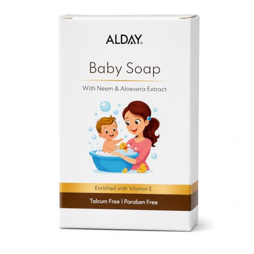 Image of 75g Baby Soap with Neem, Aloe Vera & Coconut Oil | Gentle, Moisturizing & Safe for Sensitive Skin | Paraben & Talc Free | Daily Baby Bath Soap