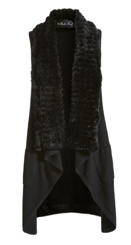 Belle Fare Cashmere Sweater Vest with Fur Collar