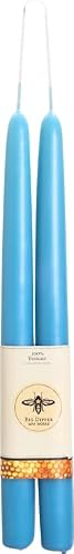 Big Dipper Wax Works 100% Beeswax Taper Candles, 12 in, 2 Pack, Sky Blue