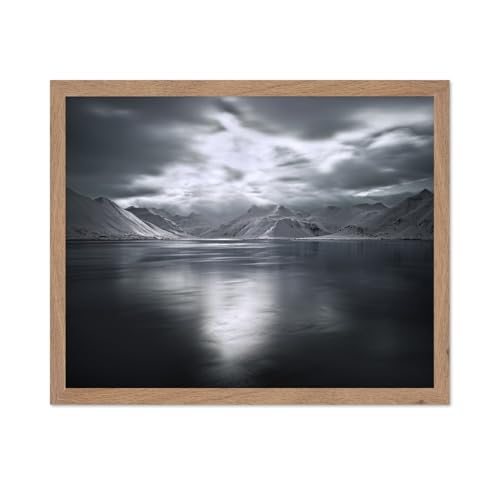 Monem Art Frozen Winter Mountain Lake Print - Icy Snow