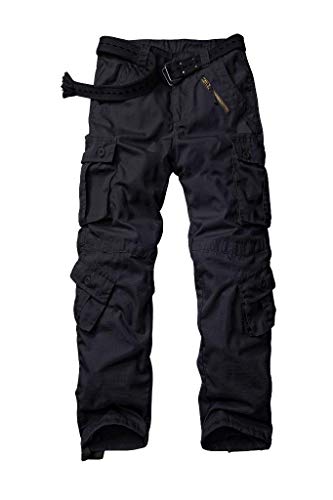 Trgpsg Men's Ripstop Wild Cargo Pants Multi-Pocket Military Army Camo Casual Work Combat Trousers 5335 Black 34 #TOP24