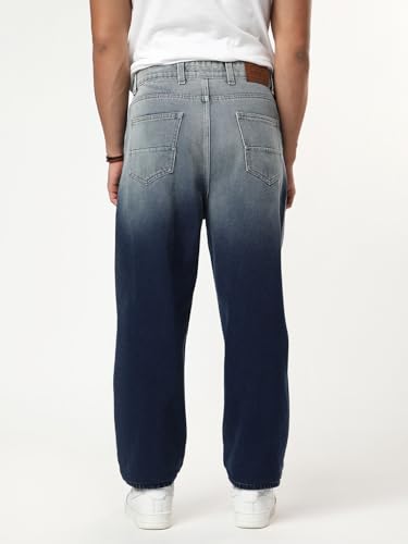 Image of Urbano Fashion Men's Loose Baggy Fit Heavy Washed Faded Denim Jeans Non-Stretchable