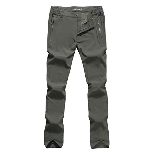 HKYMBM Herren-Skihose/Elastischer Bund Fleece Atmungsaktiv Dicke Warme Outdoor-Wandern Skibergsteigen Futter,Grün,XL Cover