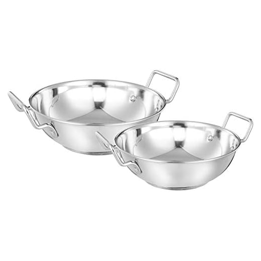 Amazon Brand - Solimo Stainless Steel Induction Bottom Kadhai Set (2 pieces, 2000ml and 3750 ml, Size 12 and 14)