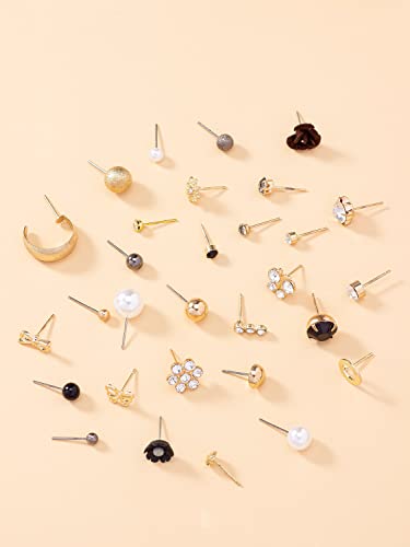 Image of Shining Diva Fashion 30 Pairs Combo Set Stylish Crystal Pearl Earrings for Women and Girls