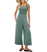 UNIANKIYA One Piece Sleeveless Square Neck Jumpsuits for Women Casual Wide Leg Long Pant Rompers ...