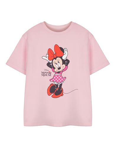 Disney Minnie Mouse - Camiseta de manga corta para niñas | Camiseta gráfica para niños | Ropa clásica de personajes | Camiseta de cuello redondo | Ropa y mercancía de moda para niños, rosa, 5-6 años