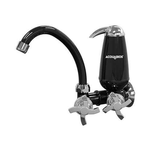 FILTRO AQUABIOS COM TORNEIRA QUADRISETA BICA MOVEL 1/4 DE VOLTA PRETA/CROMADO PARA PAREDE