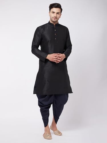 Image of VASTRAMAY mens Vastramay Men's Navy Blue Cowl Dhoti