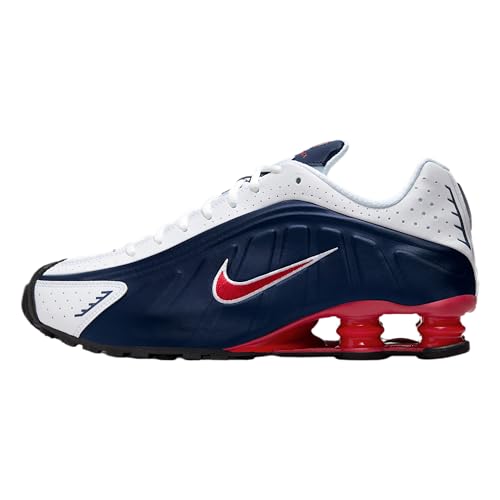 NIKE Homme Shox R4 Sneaker, Midnight Navy Gym Red White, 42 EU