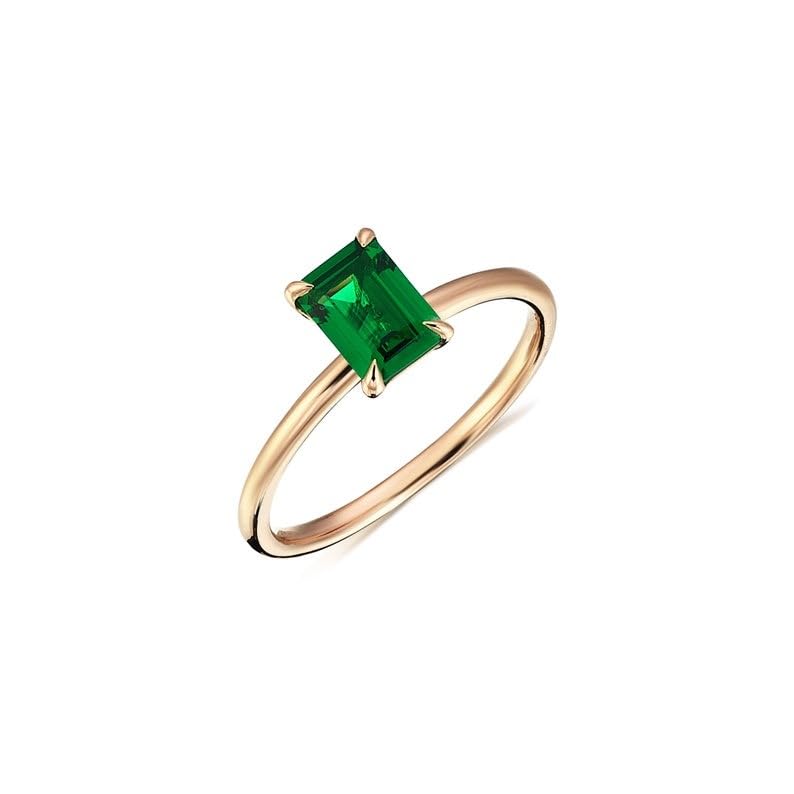 Emerald Ring Gold Plated Engagement Rings for Women Green Emerald Wedding Band Promise Rings for Her Stackable Wedding Band2