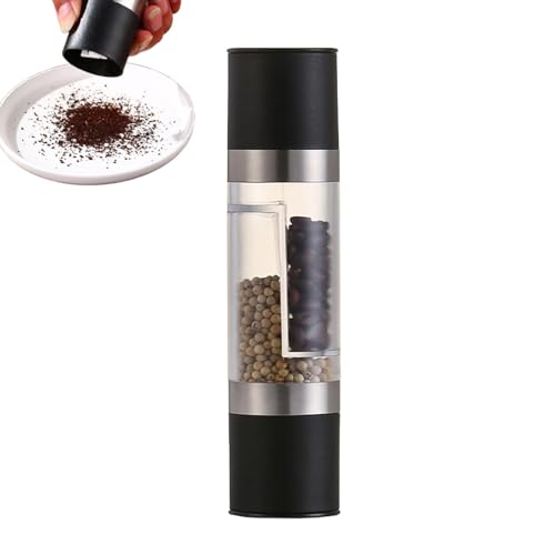 Molinillo de pimienta negro, molinillo de pimienta de sal, doble cabeza, molinillo de especias, versátil molinillo de pimienta, molinillo manual para pimienta negra, sal y sésamo