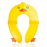Pejoye Toilettensitz, für Babys, Toilettensitz, faltbar, für Kinder, Toilettensitz, Reisen, zusammenklappbar, mit 1 Transporttasche (gelbe Ente)