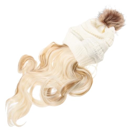 Postiche à cheveux longs femme, bonnet laine intégré détachable, extensions ondulées