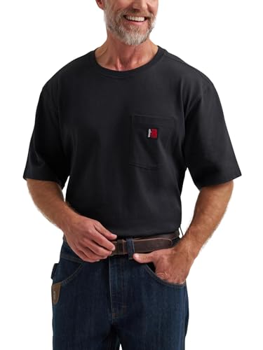 Wrangler Riggs Workwear Men's Short Sleeve Crew Tee, Black, Large