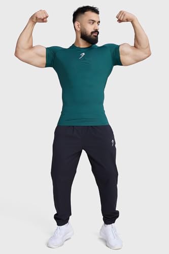 Image of FUAARK Men's Half Sleeve Compression T-Shirt - Athletic Base Layer for Fitness