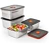 4 PCS(50oz+20oz) Stainless Steel Food Storage Containers With Lids Leak Proof & Airtight | Stainless steel freezer Containers,Airtight Bento Lunch Box,For Meal Prep,Fruit,Snack,Freezer