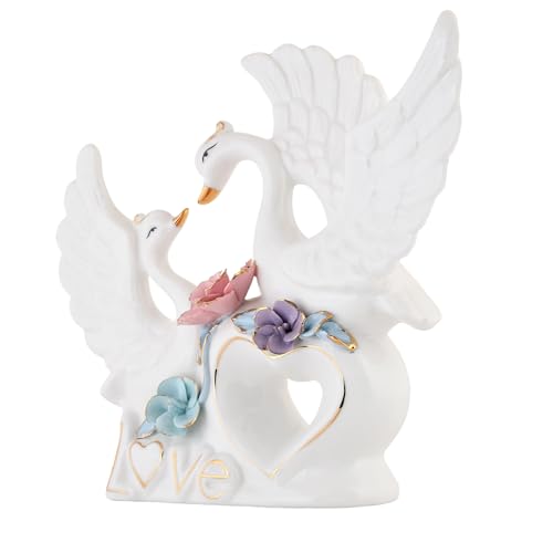 Image of Xtore Modern Swan with Multicolour Flower Design for Home Decor (Pack of 1, White)