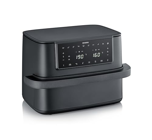 Severin Heißluftfritteuse Max Zone Flex, 9L, XXL Fritteuse für Kochen ohne Fett, 2 Garzonen, Temperatureinstellung synch...