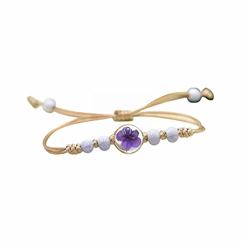 Bracelet en dentelle fait main avec fleurs séchées, bijoux artisanaux d'exception