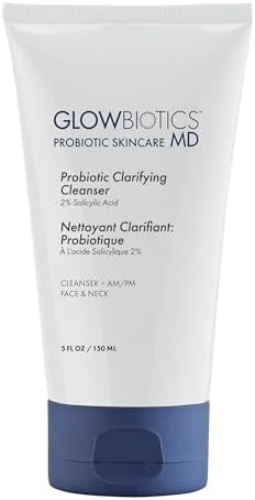 Glowbiotics Probiotic Clarifying Cleanser - 2% Salicylic Acid (BHA) & Peptides - 5 oz - Gentle Foaming Face Wash