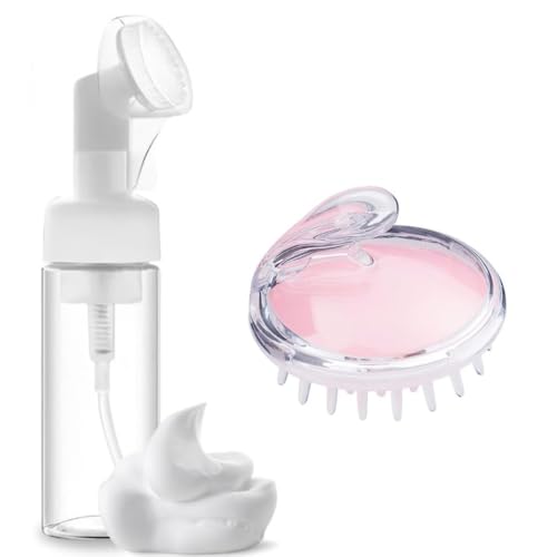 Kit Frasco Pump Espumador Dispensador de Espuma Limpeza Facial SkinCare Com Escova Massageadora Cour