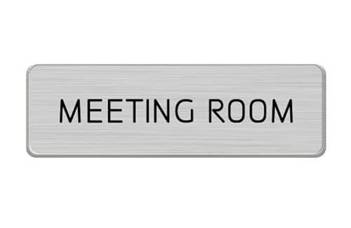nX} hAv[g ^v[g hATC Aluminum Door Sign Vv \D MEETING ROOM Silver/Black