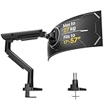monTEK Heavy Duty Monitor Arm for 17–57” Ultrawide Screen up to 27KG, Aluminum Single Monitor Mount WITH Pneumatic Lift/Quick-Release Plate/Clamp/Grommet, VESA 75MM&100MM, Black