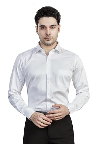 Image of Men's Solid Formal Shirt | Regular Fit |100% Pure Cotton Satin | Classic Collar | Full Sleave