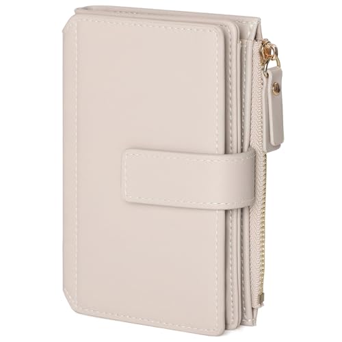 RRANCharltu Purses for Women RFID Blocking Trifold Ladies Purse Beige Grey