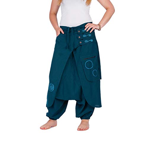 Nitya Design Goa Hose Aladinhose Pumphose Yogahose Bestickt Om Stickerei Petrol M/L Nitya Design Goa Hose Aladinhose Pumphose Yogahose Bestickt Om Stickerei Petrol M/L
