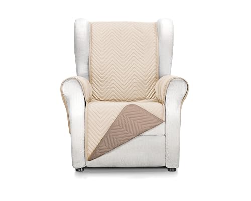 Martina Home Milano Funda Cubre Sofá, Protector para Sofás Acolchado Reversible 1 Plaza/Relax Beige/Cuero