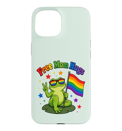 Free Mom Hugs LGBTQIA+ Ally Frog Pride Month�B �X�}�z�P�[�X iPhone 15 �p