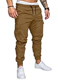 JMIERR Mens Fashion Cargo Pants - Casual Cotton Tapered Stretch Twill Chino Athletic Joggers Sweatpants Workout Trousers Travel Pants with Pockets for Men, US 38(XL), A Brown