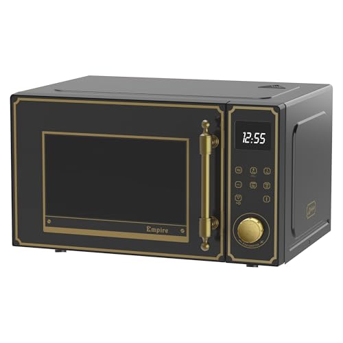 Kaiser Empire M 2530 Em Retro - Microondas (25 L, parrilla de 1200 W, aire caliente de 2200 W, control táctil completo con mordaza giratoria, frontal de cristal, tirador de puerta de metal auténtico