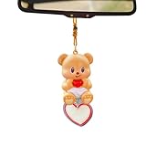 Generico Simpático para – Oso de Dibujos Animados con corazón Rojo decoración para Espejo retrovisor para, Llavero, Colgante para Bolso, Figura Anime, Decorativo para