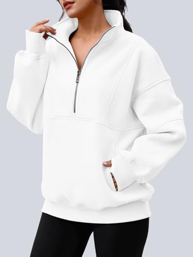 Image of AUTOMET Women's Quarter Zip Oversized Sweatshirt Fleece Mock Neck Pullover