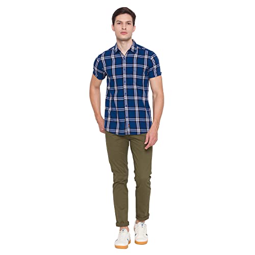 Image of Spykar Men's Slim Shirt (8907966635388 Teal Blue 2XL)