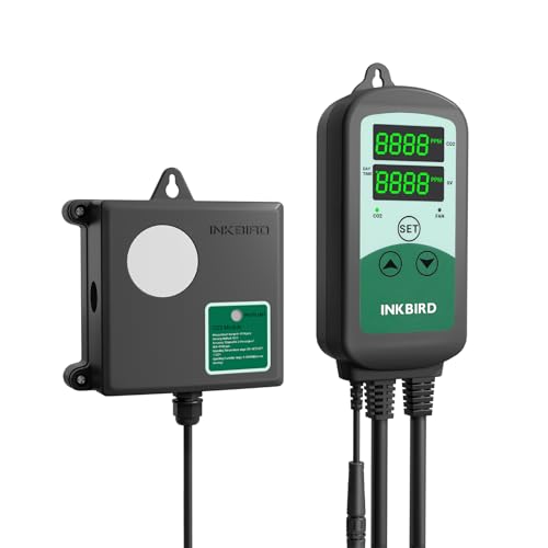 Inkbird ICC-510 CO2 Controller CO2 Meter Dual Plug Carbon Dioxide Controller Fit with CO2 Regulator and Inline Exhaust Fan for Grow Tent Grow Room Greenhouse Grower