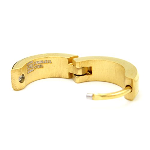 Pair Stainless Steel Slant Edge Hoop Huggy Earrings Silver Gold Black 4mm3