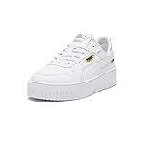 PUMA Women's Carina Street Shoes Sneaker, White-Silver-Gold, 5.5