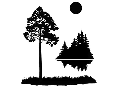 Tree Reflection 2 pcs 4 Inch Black Fused Glass Decals