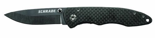 Schrade SCH401 6.5in Ceramic Folding Knife with 2.7in Drop Point Blade and Carbon Fiber Handle for Outdoor Survival, Tactical, Camping and EDC