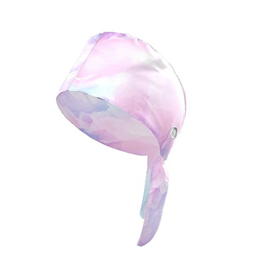 Preisvergleich Produktbild CherryLove Damen-Arbeitskappe mit Knopf und Schweißband, verstellbare Arbeitskappe, 3D-Druck, bunt, Aquarellfarben