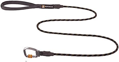 RUFFWEAR Knot-a-Leash, Reflective Rope Dog Lead with Locking Carabiner, 5ft (1.5m) Long, 11mm Thick, Red Sumac
