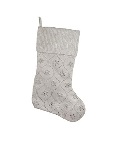 Kurt S. Adler White with Embroidered Snowflake Stocking
