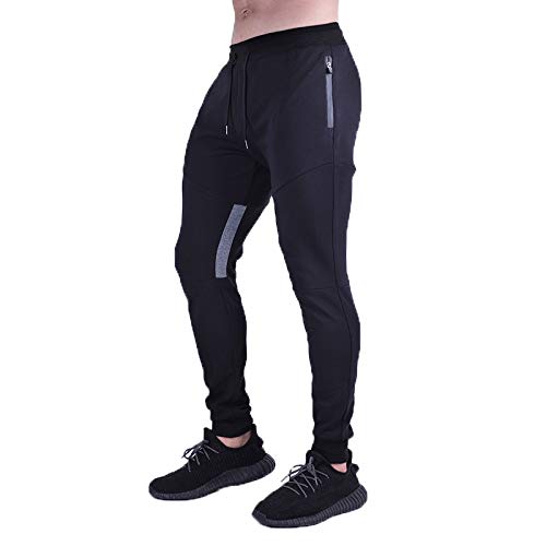 Preisvergleich Produktbild Katenyl Farbblockierende Jogginghose für Herren Elastische Taille Entspannte Balkenfüße Freizeit-Jogginghose für Training und Sport L