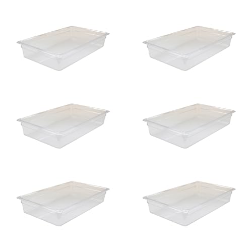 AcMax Gastronorm - Lote de 6 recipientes de policarbonato GN 1/1, 16 litros, profundidad de 100 mm