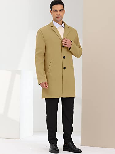 Image of Lars Amadeus Men's Trench Coat Lapel Collar Single Breasted Warm Long Peacoat Overcoat