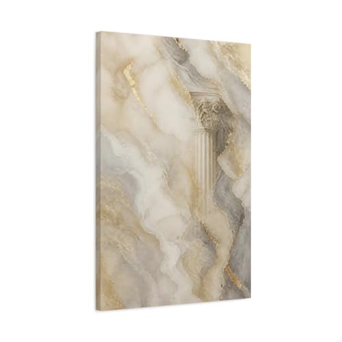 Tableau abstrait architectural or et beige : impression sur toile 20x30